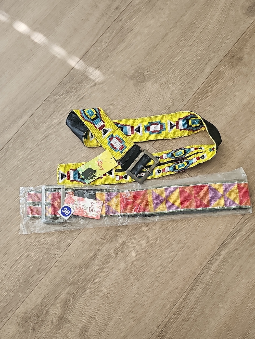 RAJ Beaded Belts Geometrical Triangular Design  Multi Color NEW WITH TAGS